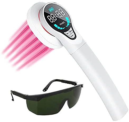 NRO - 2021 - Neuestes - Vielseitiges Kaltlasertherapiegerät LLLT Rotlicht tragbare Handeinheit 13 x 650 nm + 4 x 808 nm (UK-Stecker und Brille im Lieferumfang enthalten)