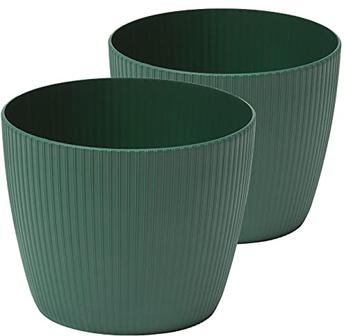 Tymar Blumentopf, 2er-Pack, Runde Form, Übertopf ((2pack) Avocado, ø 13,5 cm)
