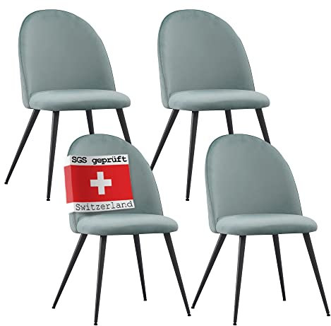ALBATROS Esszimmerstühle mit Samt-Bezug 4er Set Capo, Türkis - Stilvolles Vintage Design, Samt-Bezug, SGS geprüfter Polsterstuhl - Moderner Küchenstuhl, Stuhl Esszimmer oder Esstisch Stuhl