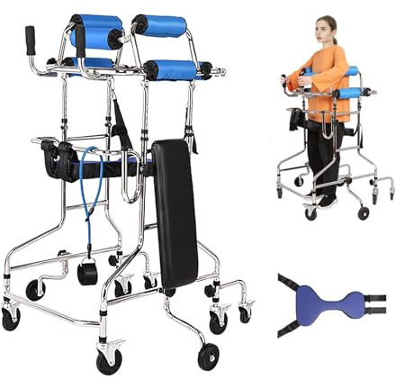 Adult Standing Walker for Seniors Hemiplegia Rehabilitation Standing Frame, Anti Recline, Lower Limb Training, Adjustable Height, Walker Aid for The Disabled, Suitable for People of 58-71 in