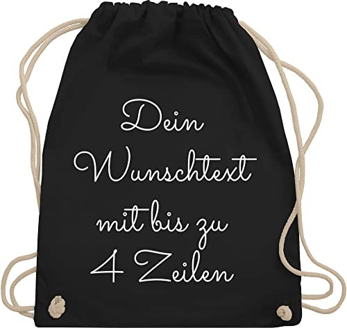 Turnbeutel Rucksack - Aufdruck selbst gestalten - Wunschtext I Geschenk personalisiert - Unisize - Schwarz - stoffbeutel kindergarten beutel wechselkleidung personalisierte bedrucken sportbeutel