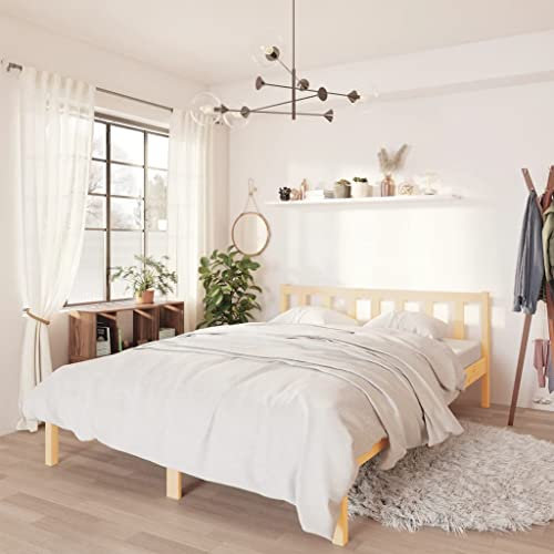WIFESE Massivholzbett Kiefer 140x190 cm Einzelbett Jugendbett Bettgestell Betten Palettenbett Bettrahmen Moderner Stil Langlebig und Komfortabel Geeignet für Jedes Schlafzimmer