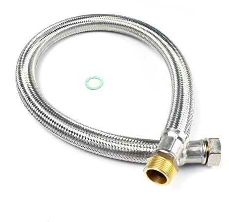XPOtool Flexschlauch 1500 mm Länge, Innendurchmesser DN25, 1 Überwurfmutter (30,29 mm), 1 AG (33,25 mm), Panzerschlauch Edelstahl EPDM