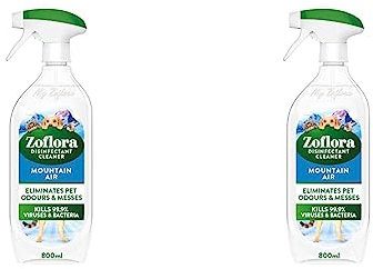 Zoflora Mountain Air Multipurpose Cleaner 800Ml, Disinfectant Cleaner Spray, Antibacterial Surface Cleaner, Pet Odour Neutraliser Spray (Pack of 2)