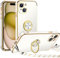 Miss Arts für iPhone 15 Hülle mit Band, Ring Ständer Handyhülle Frauen Mädchen Dünn Stoßfeste Schutzhülle für iPhone 15 Case Weiß