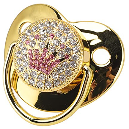 Baby-Schnuller, Professionelles Design, Bling-Baby-Schnuller, Ultraleichter, Weicher Silikon-Neugeborenen-Schnuller für 6–18 Monate Alte Säuglinge (Gold)