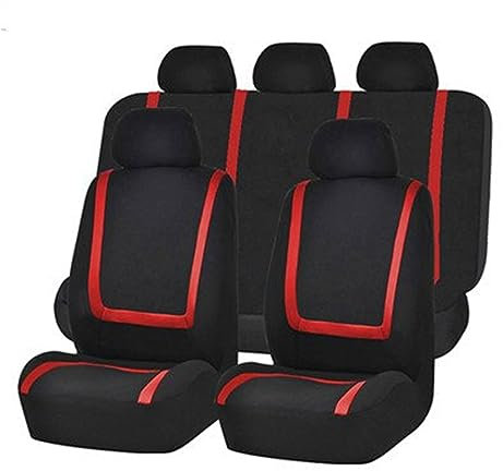 NEZIH Autositzbezüge Für Jeep Für Wrangler Sitzbezüge JK/JL/TJ/YJ 1987-2021 Leinwand Wasserdicht Auto Protector schwarz Carbon Sitzbezüge Auto (Farbe : 9pcs Set Red)