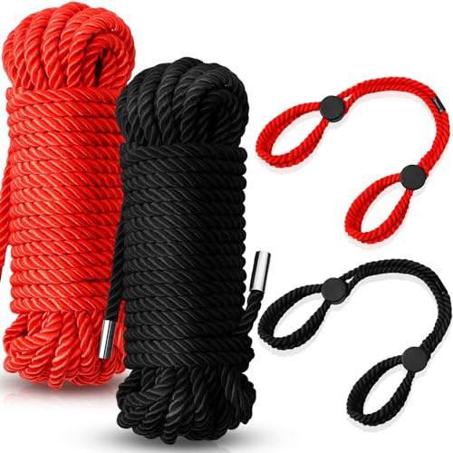 Tisancy 4 Pcs Silk Cord Kit with Adjustable Bracelets, Black, Red