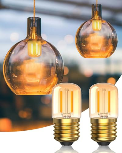 Aurahome E27 LED Glühbirne 2W, Bernstein Vintage Glühbirne Edison E27 Warmweiß 2700K, Ersetzt 20W Leuchtmittel Nachtlicht für Schlafzimmer, Café, Bar, Nicht Dimmlar, 2 Stück