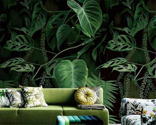3D Feuilles De Palmier De La Forêt Tropicale Peinture Murale 3D Grand Autocollant Mural 3D Plantes Vertes, Peinture Murale Amovible, Décoration Murale Pour Salle À Manger, Chambre À Couche 300x210cm