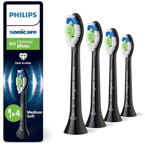 Philips Sonicare W2 Optimal White, Original Ersatzbürstenköpfe, Schwarz, 4er-Pack, HX6064/88