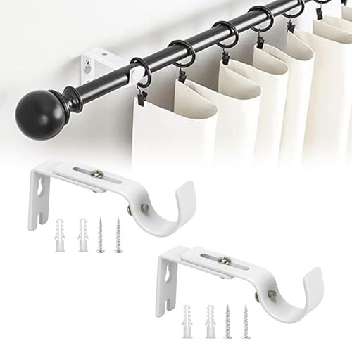Soporte de Barra de Cortina Ajustable, Soporte de Metal para Barra de Cortina, 2 Piezas Soporte Barra Cortina, Gancho para Anillo de Cortina Resistente, para Barras de Cortina de Ducha Puerta