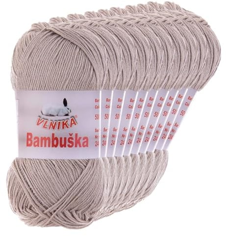 10 x 50g Häkelgarn Bambuska Sommergarn Strickgarn Baumwolle Viskose unifarben, Farbwahl