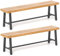 COSTWAY Gartenbank wetterfest, 2er Set, 3-Sitzer Sitzbank ohne Rückenlehne, Parkbank aus Akazienholz und Metall, Terrassenbank bis 360 kg belastbar, Balkonbank für Garten, Balkon, 160 x 32 x 45 cm