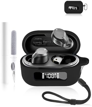 Funda protectora de silicona para auriculares TOZO NC9 Hybrid con cancelación activa de ruido 2024, funda duradera y ecológica para auriculares Bluetooth con agujeros precisos, color negro