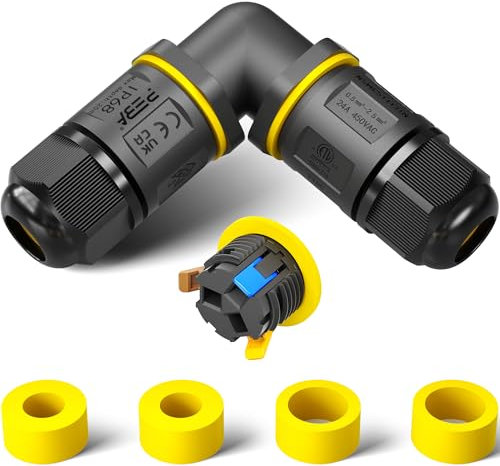 PEBA Kabelverbinder Wasserdicht Abzweigdose IP68 Verteilerdose Klemmdose für Aussen L-Form 3-polig für Ø4mm-12mm Kabeldurchmesser für Garten im Freienwasserdicht, Schwarz