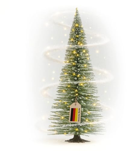 modellnatur Mini Weihnachtsbaum 20 cm mit Beleuchtung | Tischdeko für Weihnachten & Advent | Handgefertigt natürliche Winteroptik | Künstlicher Weihnachtsbaum - warmweißes Licht