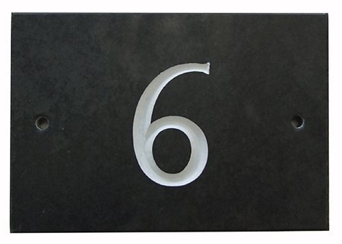 The House Nameplate Company Slate House Number, Charcoal Grey,Number 6