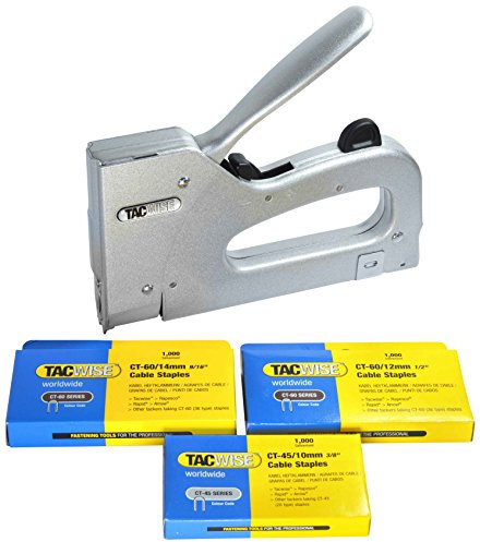 Tacwise 1284 Agrafeuse Combi en Métal pour Câbles avec 3.000 Agrafes, Utilise les Agrafes de Type CT-45 et CT-60