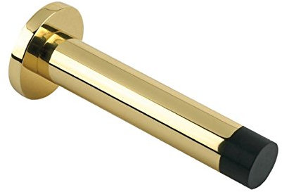 Solid Concealed Fix Wall Mounted Door Stop with Rose 80mm Projection ZAB09 (Longer Version) (Polished Brass)