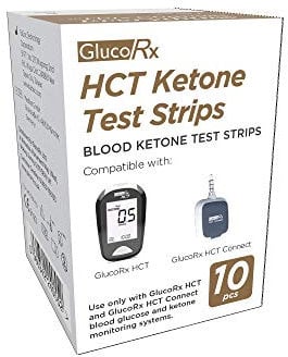 GlucoRx HCT Ketone Test Strips, 10-Count