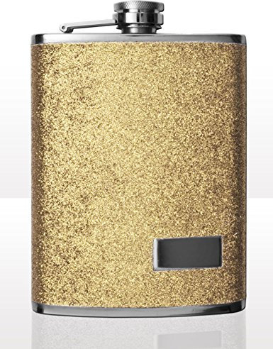 OUTDOOR SAXX Flasque en acier inoxydable - Design à paillettes dorées - 240 ml - Dans une boîte cadeau