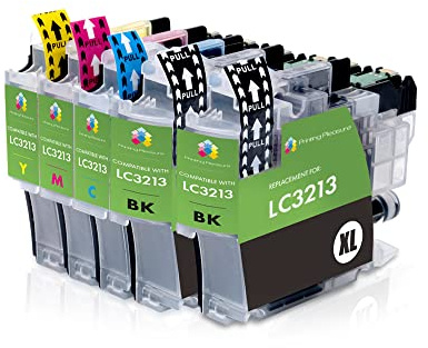 Printing Pleasure 5 (1 SET + 1 BLACK) Printer Ink Cartridges compatible with MFC-J890DW, MFC-J895DW, DCP-J772DW, DCP-J774DW | LC-3213 LC3213BK LC3213C LC3213M LC3213Y