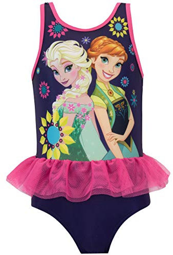 Maillot De Bain Reine des Neiges | Maillot De Bain Anna Et Elsa | Maillot De Bain 1 Piece Fille | Marchandise Officielle La Reine des Neiges | 7-8 Ans