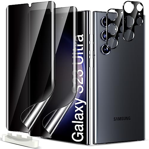 LK 2+2 Pezzi Pellicola Protettiva Compatibile con Samsung Galaxy S23 Ultra, Privacy Film TPU 3D, Curva, Senza Bolle, HD Trasparente [Non Vetro]