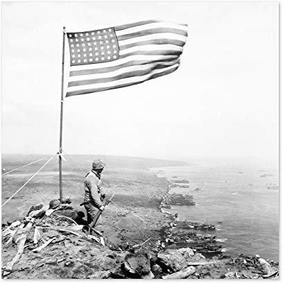 Fine Art Prints War WWII USA Soldat Suribachi Iwo Jima 1945 Fotoposter Druck Dickes Papier 61 x 61 cm