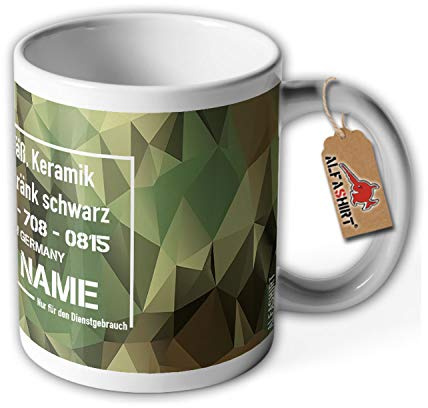 Tasse Polygon Bundeswehr Versorgungsnummer Dienstgebrauch Personalisiert#36114