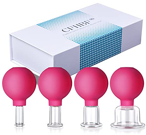 Set di 4 misure per la terapia del viso in vetro, per massaggio del viso e viso sotto vuoto per la cellulite, per la pelle immediatamente senza età, funziona per linee sottili e rughe, per la