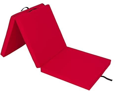 Faltbare Trainingsmatratze, Klappmatratze, Isomatte & Strandmatratze für Camping, Feldbett & Gäste | Größe: 180 x 60 cm, Farbe: Rot