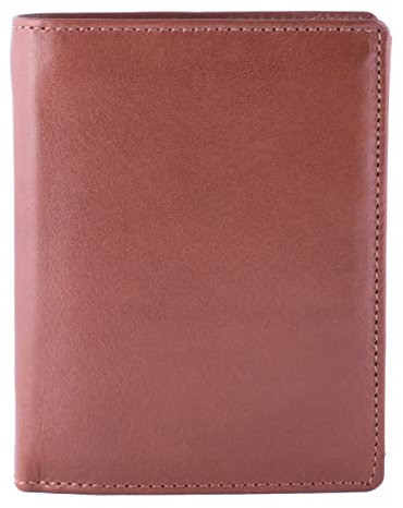DiLoro Herren Geldbörsen Italien Bifold Flip ID Leder Geldbörse Vertikale Schlitze Münz- und Reißverschlussfach RFID-Blockierung, Bugatti Tan, Bifold Coin, Classic