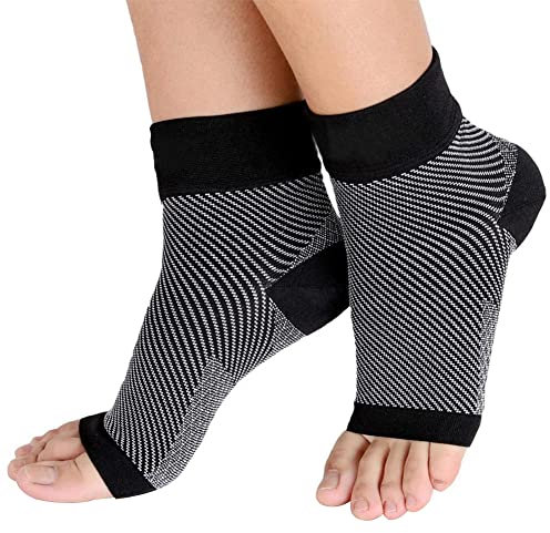 MEARTOPS Tobillera Estabilizadora, Super Cómoda Calcetín para Fascitis Plantar, Tobilleras Deportivas Anti Ampollas Ideales para Correr, Fitness, Futbol (L-XL, negro)