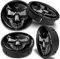 SkinoEu 4 x 60mm Universal Schwarz Alufelgen Nabenkappen Felgen Kappen Felgendeckel Radkappen Radnabendeckel Nabendeckel Felgenkappen Schädel CX 48
