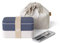 monbento - Natural Lunchbox Set - Mit Bento Box MB Original mit Fächern Made in France, Besteck-Set MB Slim Box Onyx, Bento Tasche MB Pochette M Cream - BPA Frei - Lebensmittelecht - Blau
