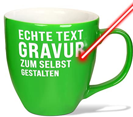 PR Print Royal XXL Jumbotasse gravieren, Hochwertige Porzellan-Tasse mit Gravur, hochglänzende Oberfläche, in Spring Green, 400 ml | Personalisiertes Geschenk