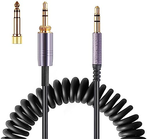FAAEAL Solo4 Coiled Audio Cable Compatible for Dre Beats Studio3 Solo3 Marshall Major 3 Major 4 Headphones 3.5mm Extension Cable with 6.35mm Adapter(4.2ft-14ft)