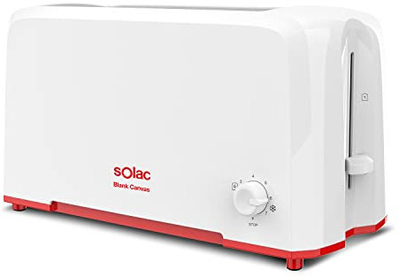 Solac TL5417 Blank Canvas - Tostador. Dos ranuras extra largas y anchas. 1100W. 7 niveles de tostado. Sistema auto centrado. Bandeja recogemigas. Recogecables. Pies antideslizantes. Blanco