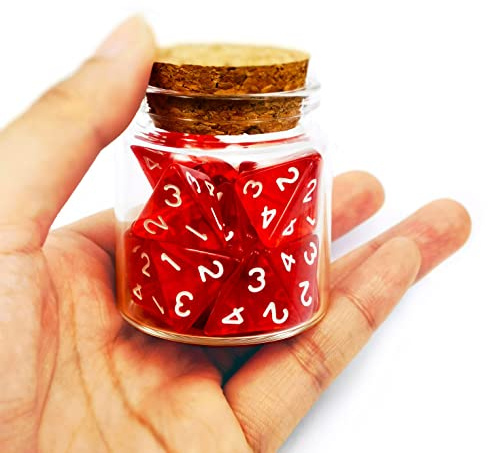 Bescon Standard Sized Transparent Red D4 Dice 20pcs Healing Potion Bottle, 20pcs D4 Health Potion Dungeons and Dragons Accessory