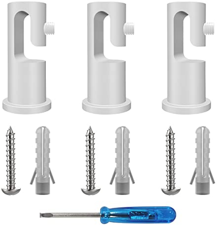 OASHISU Lot de 3 supports de câble pour lampe et plafond - Support de câble en textile - Fixation au plafond - Supports muraux - Supports de plafond - Avec vis et chevilles - Blanc