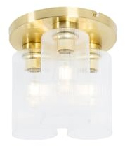 Qazqa Art Deco Deckenleuchte, Deckenlampe - Laura - gold, Rund, 28cm, Ideal als Flur, Schlafzimmerlampe und Wohnzimmerlampe