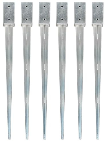 vidaXL 6X Picchetti di Terra Staffe Paletti Ancoraggi Utensili Attrezzi Minuteria Fai da Te Accessori Tende 7x7x90 cm Argento in Acciaio Zincato
