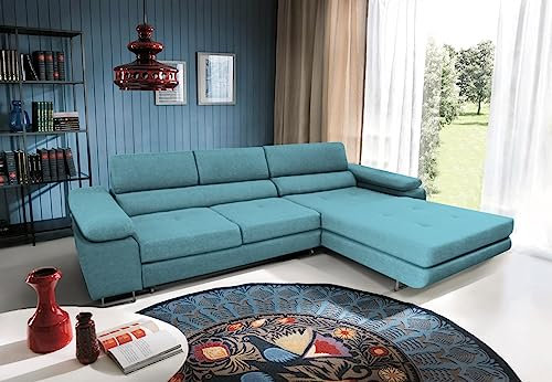 ALTDECOR Ecksofa mit Schlaffunktion und Bettkasten Corner Sofa Bett Eckcouch Couch L-Form Schlafcouch Ausziehbar Wohnlandschaft Schlafsofa Cauchsofa - ANT-M - 280x205x90cm Hellblau