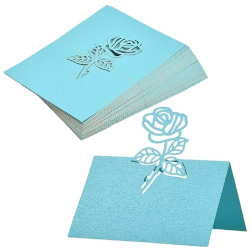 50 Piezas Tarjetas de Lugar de Mesa, 12x9cm, Tarjetas Mesa Invitados Bautizo, Tarjeta de Etiquetas Asiento, Tarjetas Personalizadas Boda para Banquetes, Cenas de Cumpleaños, Decoración Navideña (Azul)