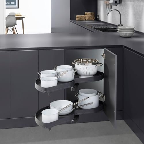 SOTECH Lemans II Arena Pure anthrazit Links ausschwenkend für Eckschrank mit 45 cm Türbreite und Lichter Schrankhöhe von 650-800 mm Kesseböhmer Eckschrankauszug Schwenkauszug