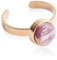 Roségold Ring mit Stein in altrosa • Offener Edelstahlring • 18k vergoldeter Edelstahl & recyceltes Glas • nachhaltiger Halbedelstein-Look • größenverstellbar (min. Ø 16 mm)