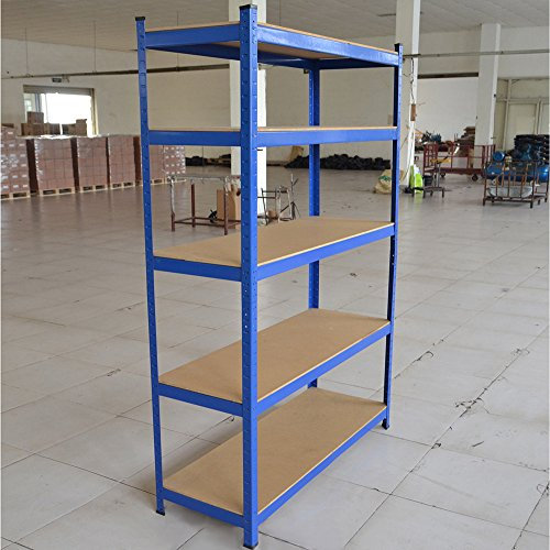 5 Tier Heavy Duty Boltless Metal Shelving Shelves 180cm /150cm Storage Rack Shelf Garage Home (Blue, H 150 x W 70 x D 30 Cm)