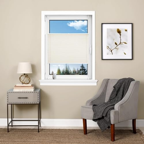Faltrollos Für Fenster 65 x 210 cm Blickdicht - Sichtschutz - Sonnenschutz Raffrollo, Fenster Plissee inkl. Zubehör für Wohnzimmer, Beige